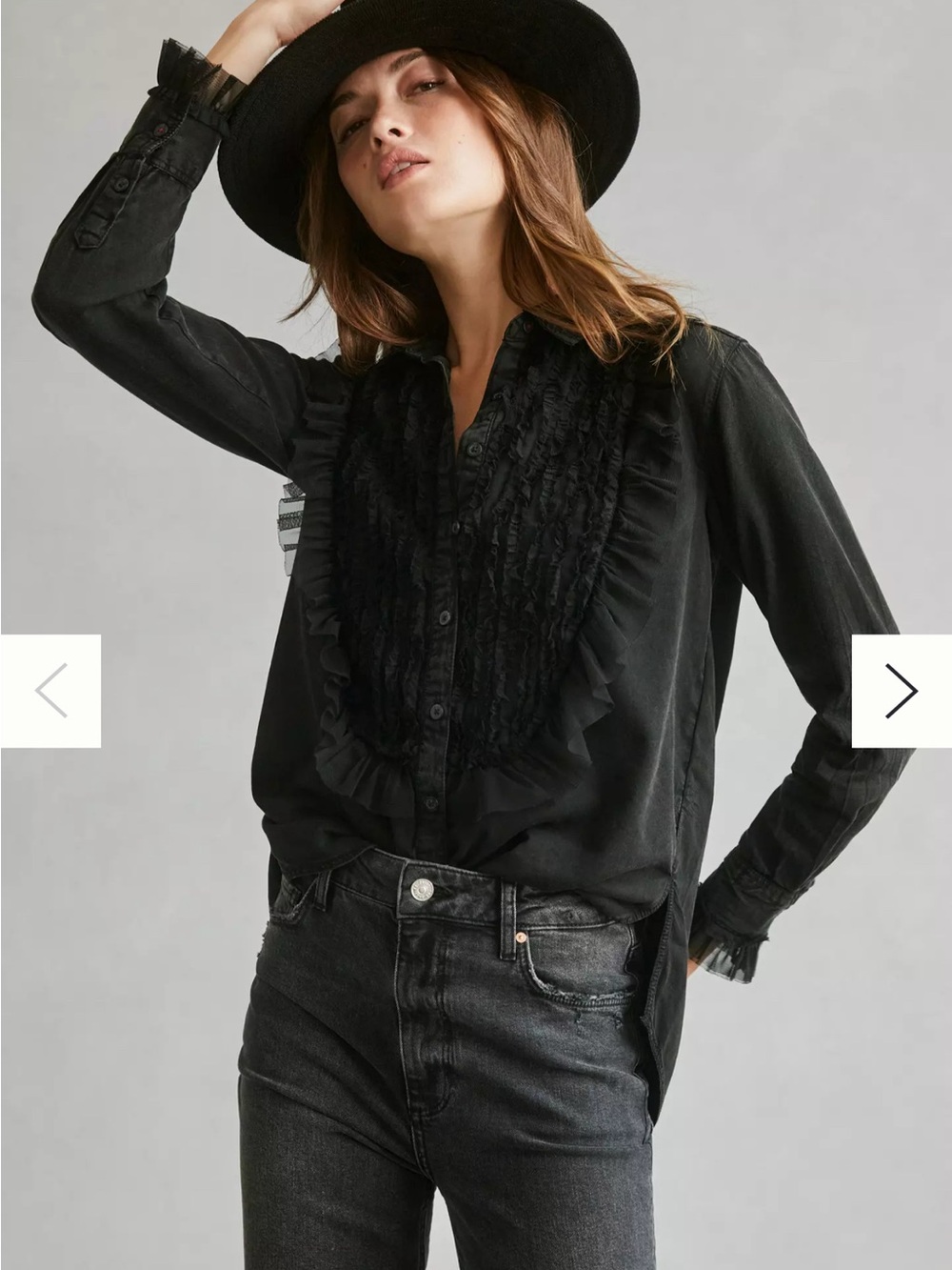 Pilcro Tulle Black Buttondown